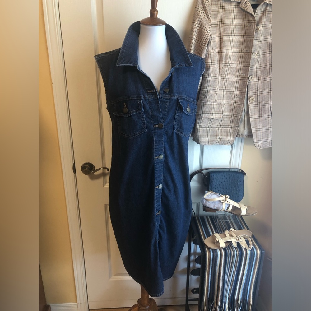 Joe Fresh Dark Blue Denim Midi Shirt Dress